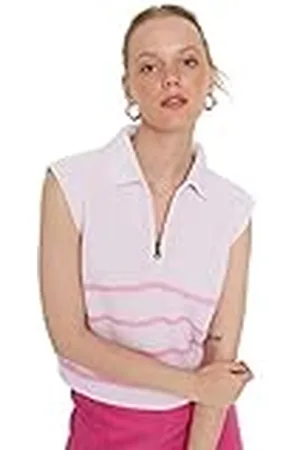 Trendyol Gebreide damessweater, gestreepte ritssluiting, poeders, maat M, , M