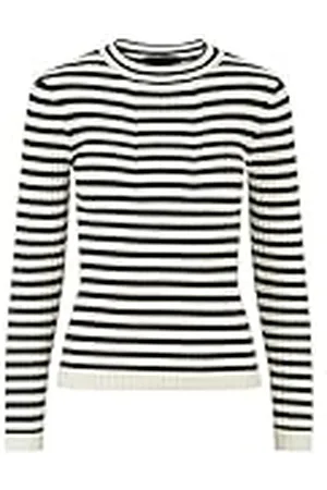 Pieces® Meisjes LPCRISTA LS O-Neck Knit TW NOOS BC trui, zwart/stripes: W. Birch Stripes, 128