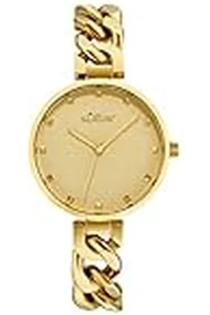 QS by s.Oliver Armbanduhr Damen Quarzuhr Analog, mit Edelstahl Armband, Gold, 3 bar Wasserdicht, Kommt in Uhren Geschenk Box, 2033522