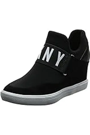 DKNY Dames High Top Slip on Wedge Sneaker, Zwarte Kosmos, 38.5 EU