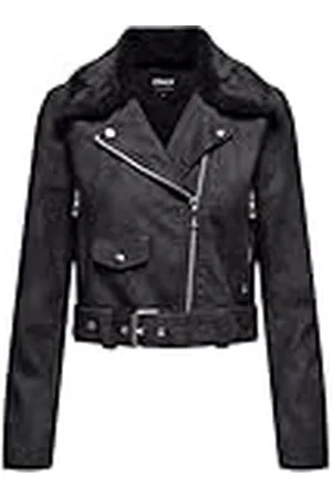 ONLY Onlmacy Washed Biker Cc OTW Bikerjas voor dames, Phantom/Detail: dtm Fur, XS