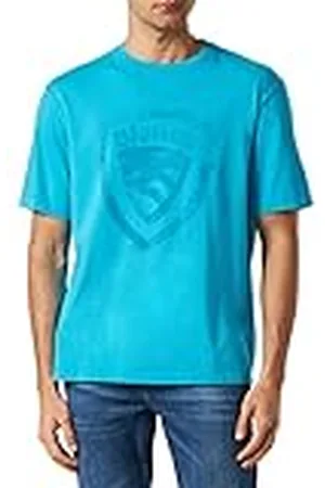 Blauer T-shirt met korte mouwen, 957 lichtblauw, S, heren, , 42 NL
