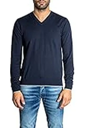 Armani Exchange Heren V-hals, geborduurd logo trui met logo op de voorkant, , S