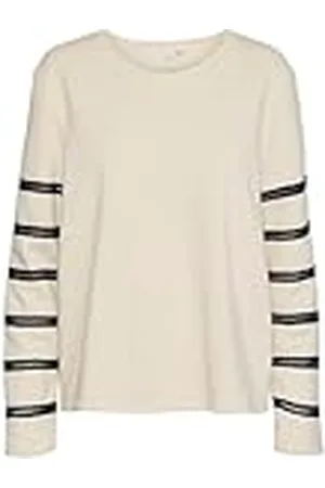 VERO MODA VMVILNA L/S Sweat JRS BTQ, Birch/Detail: tape in navy blazer, M