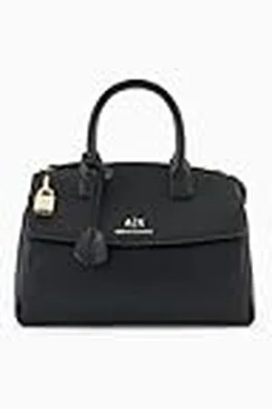 Armani Exchange Dames Jane, Sustainable, Zip Closure, Front Logo Canvas Tote Medium, BLACK, , Eén Maat