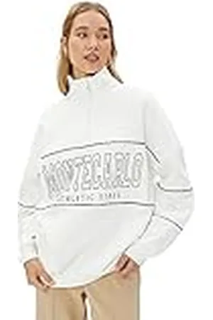 Koton Dames High Neck Printed Oversized Half Rits Detail Sweatshirt, , M
