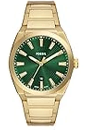 Fossil Heren analoog kwartshorloge met roestvrij stalen armband FS6090, goud