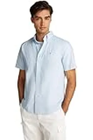 Tommy Hilfiger Heren FLEX POPLIN SOLID S/S SHIRT MW0MW37584 S/S Shirt, blauw, XXL, , XXL