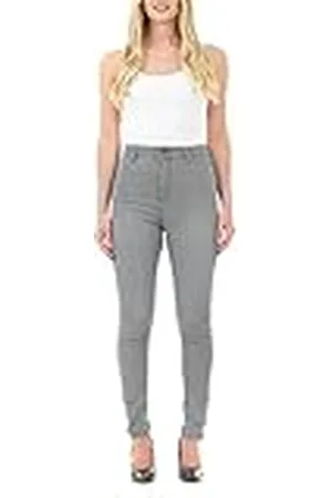 M17 Dames hoge taille denim jeans skinny fit casual katoenen broek met zakken (16, zwart), , 42