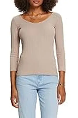 ESPRIT Longsleeve in pointelle-design, 260/Light Taupe, XXS