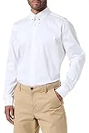 HUGO BOSS Heren Vikko Modern-fit overhemd in stretch katoen satijn, , 48