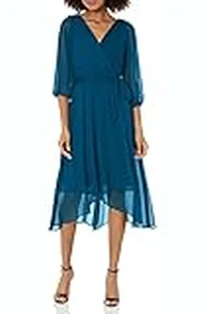 DKNY Geplisseerde wikkeljurk voor dames in wikkellook jurk, , 34
