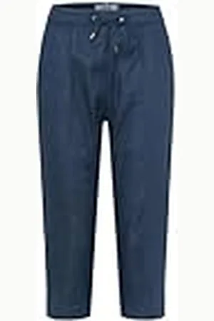 Brax By Brax Philippa Capri Slip voor dames, smokemanchetten, linnen stretch, slim broek, , 31W / 32L