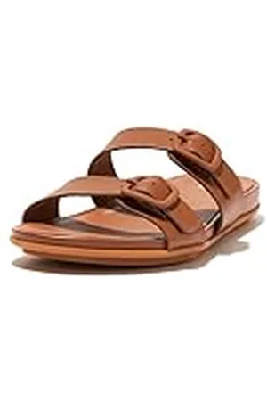 FitFlop Dames Gracie rubberen gesp twee-bar lederen slippers sandaal, , 36 EU
