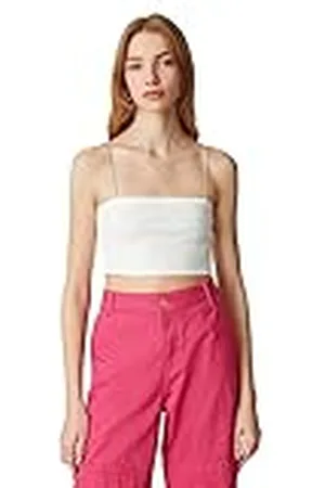 Koton Dames Glitz Stone Strappy Ribbed Crop Tanktop, , S