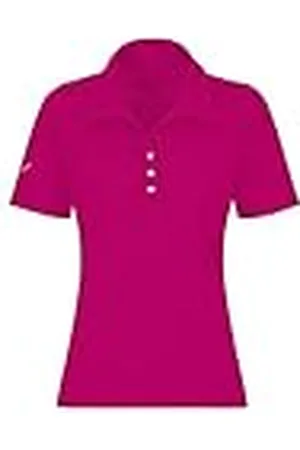 Trigema Dames poloshirt van katoen met kristalstenen, magenta, S