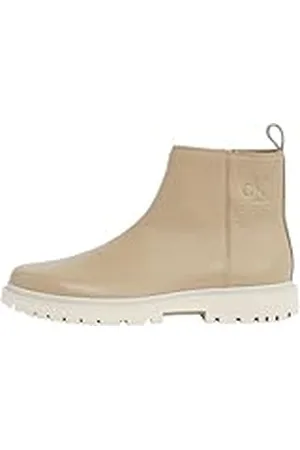 Calvin Klein CK JEANS Heren EVA MID Chelsea Zip Boot Tumbled YM0YM01173, Beige (Travertijn/Eggshell), 6.5 UK, , 39 EU