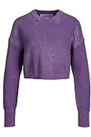 JACK & JONES JXX JXCARLOTA LS Twist Cropped CN Knit Pullover Royal Lila, XS