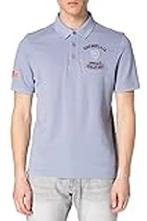 Blauer Poloshirt voor heren, met korte mouwen., , M