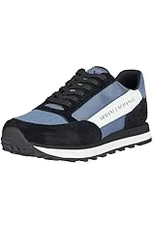 Armani Exchange Essential Osaka, Color Contrasts Sneakers voor heren, zwart + blauw, 42 EU, , 42 EU