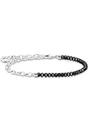 Thomas Sabo Damen Charm-Armband mit schwarzen Onyx-Beads Silber, 925 Sterlingsilber, Länge: 19 cm, A2100-130-11-L19