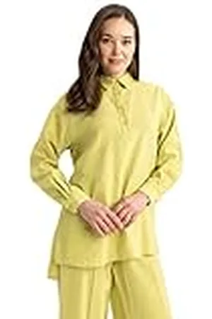 DeFacto Hemdblouse met lange mouwen voor dames, hemd met knopen voor vrijetijdskleding, , L