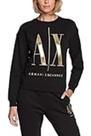 Armani Exchange Dames Icon, Maxi Geborduurd Goud Logo Manchetten Mouwen, , X-Large Sweatshirt, Extra, , XL
