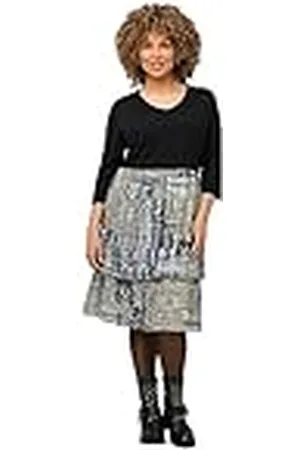 Ulla Popken Dames jerseyjurk met plissérok, , 42/44 Grote maten