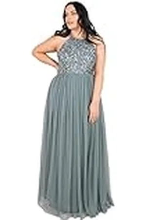 Maya Deluxe Maxi-jurk voor dames, bruidsmeisje, halterjurk, pailletten, versierd, eindexamenfeest, bruiloft, , 48