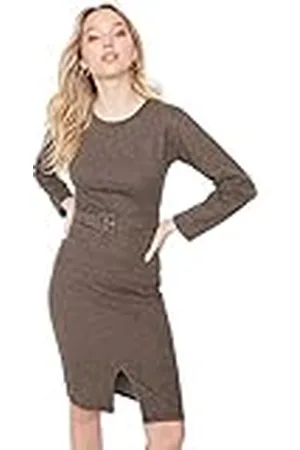 Trendyol Dames Midi Basic Getailleerde Gebreide Jurk, , XS