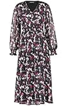 Taifun Dames 280012-11237 jurk stof, zwart patroon, 38