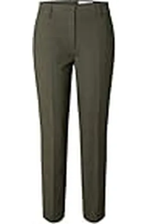 SELECTED Dames SLFRITA-RIA MW Crop Pant Mel NOOS broek, Kalamata/Detail: Melange, 44, Kalamata/Detail: melange, 42