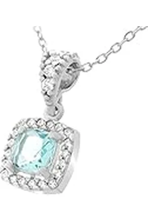 ORPHELIA Dameshanger met ketting 925 zilver gerhodineerd zirkonia blauw briljant geslepen ZH-7199/TO, Sterling zilver, Zirkonia