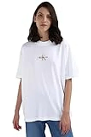 Calvin Klein Jeans Dames Monologo Boyfriend T-shirt met korte mouwen en ronde hals, , XL