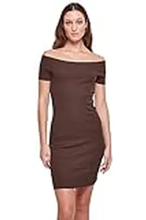 Urban classics Dames Off Shoulder Rib Dress, damesjurk, verkrijgbaar in vele verschillende kleuren, maten XS tot 5XL, , 3XL