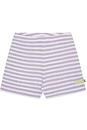 loud + proud Meisjesstrepen met linnen, van biologisch katoen, GOTS-gecertificeerd, casual shorts, , 62-68