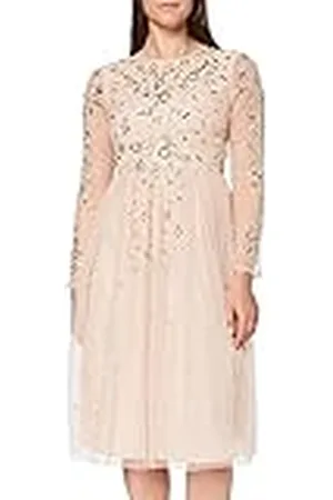 Frock and Frill Dames Gala Long Sleeve Embellished Midi cocktailjurk