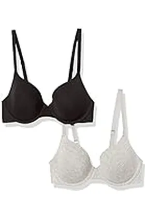 Amazon Beha voor dames, set van 2 stuks, met beugels, zwart/grijs gemêleerd, 40A