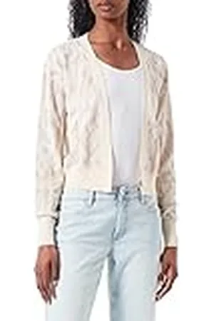 Taifun Dames 332303-15109 jas gebreid, licht crème met patroon, 42, , 42