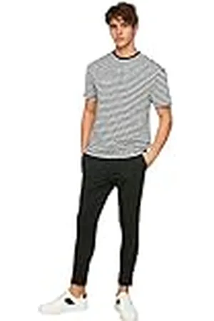Trendyol Voor mannen Broek Zwarte mannelijke beli tires slim fit pants, , XL