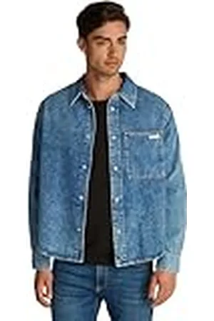 Calvin Klein Jeans Heren regular denim overhemd J30J326561 L/S overhemd, denim (denim light), L, , L