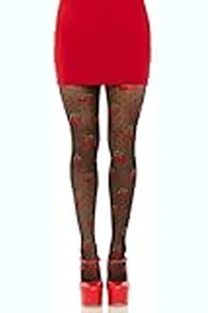 Leg Avenue Spandex polkadot cherry tights, Einheitsgröße(Zwart)