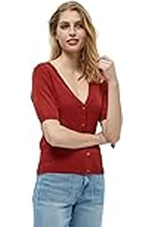 DESIRES Dames Geisha Rib Short Sleeve Cardigan Sweater, , XS