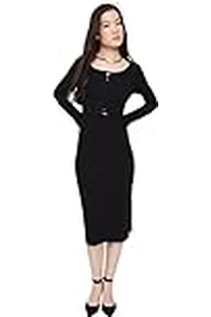 Trendyol Dames Midi Basic getailleerde gebreide jurk, , L