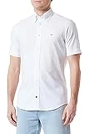 Tommy Hilfiger Heren Cl-W Oxford Solid Shirt S/S Overhemden, Wit, 38W, , 36 NL