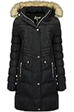 Geographical Norway Badonna Lady Lange parka voor dames, dik, warm, herfst, winter, dunne jas, capuchon, imitatiebont, winddichte jas, elegante donsjack voor dames ( 2XL), , XXL
