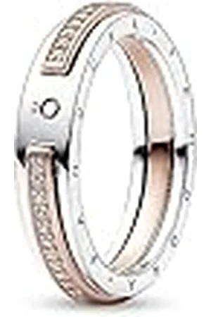 PANDORA Signature Bicolor Logo & Pavé Ring aus Sterlingsilber mit rosévergoldete Metalllegierung und Zirkonia, Gr. 54, 182773C01-54