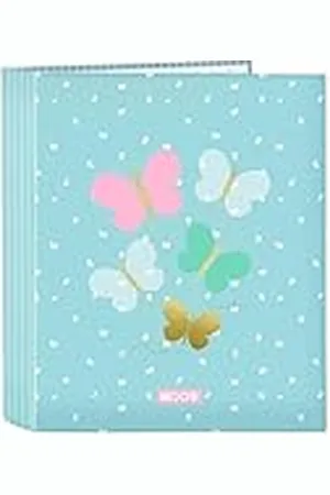 Safta MOOS BOTTERFLIES - Folder Folio met 4 ringen, ideaal voor kinderen van verschillende leeftijden, comfortabel en veelzijdig, kwaliteit en duurzaamheid, 27 x 6 x 33 cm, ,