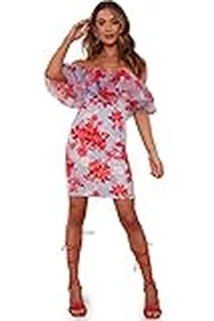 Chi Chi London Organza Ruche Bloemen Bodycon Mini Jurk in , , 42