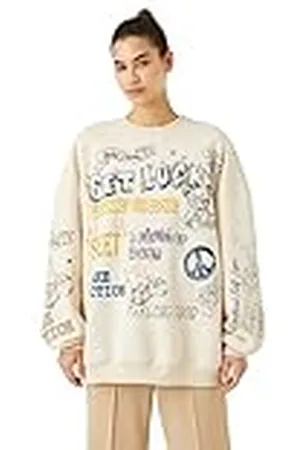 Koton Dames Lange Mouwen Crew Neck Graffiti Bedrukt Oversized Sweatshirt, , S